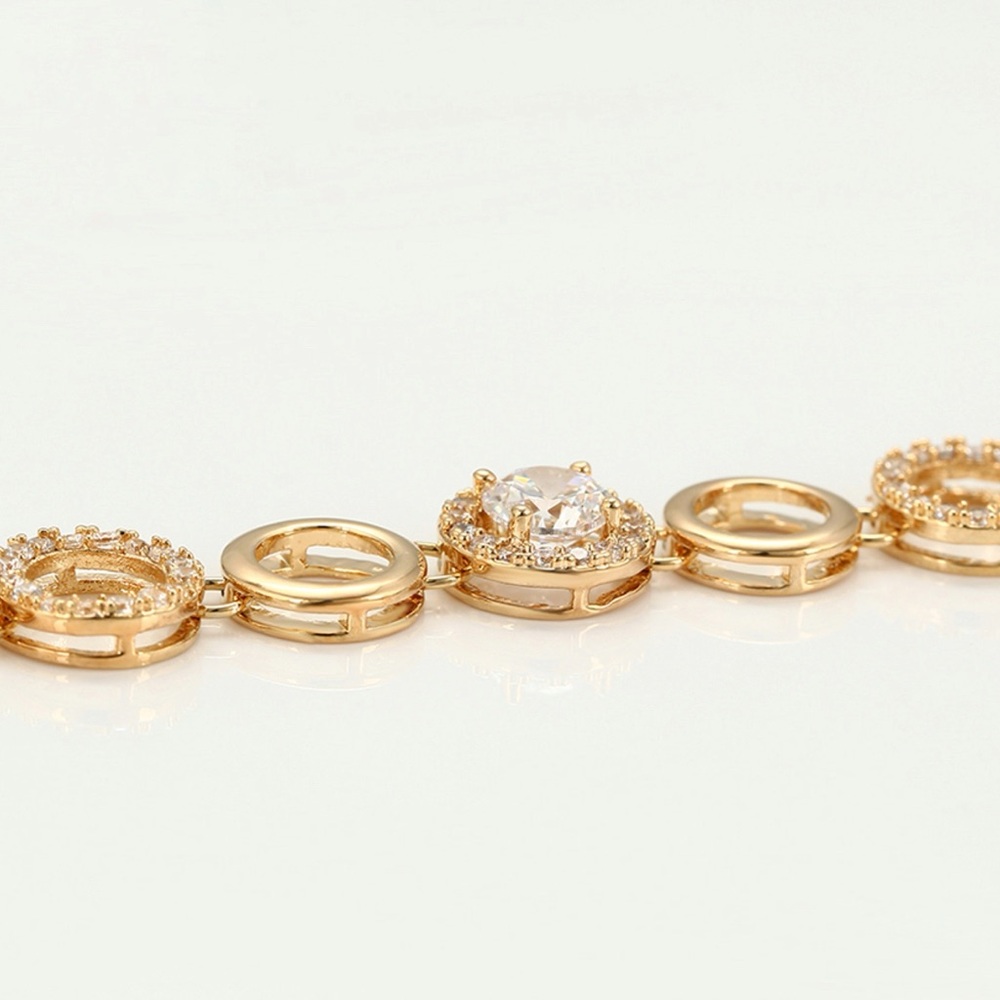 Circle Bracelet | Real CZ Stone | 18k Gold Plated Adjustable Water Resistant - Picture 5 of 12